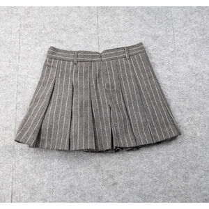 Studio Workshop Mini Skirt Womens Small Wool Pleated Y2K Gray Pinstripe Academia